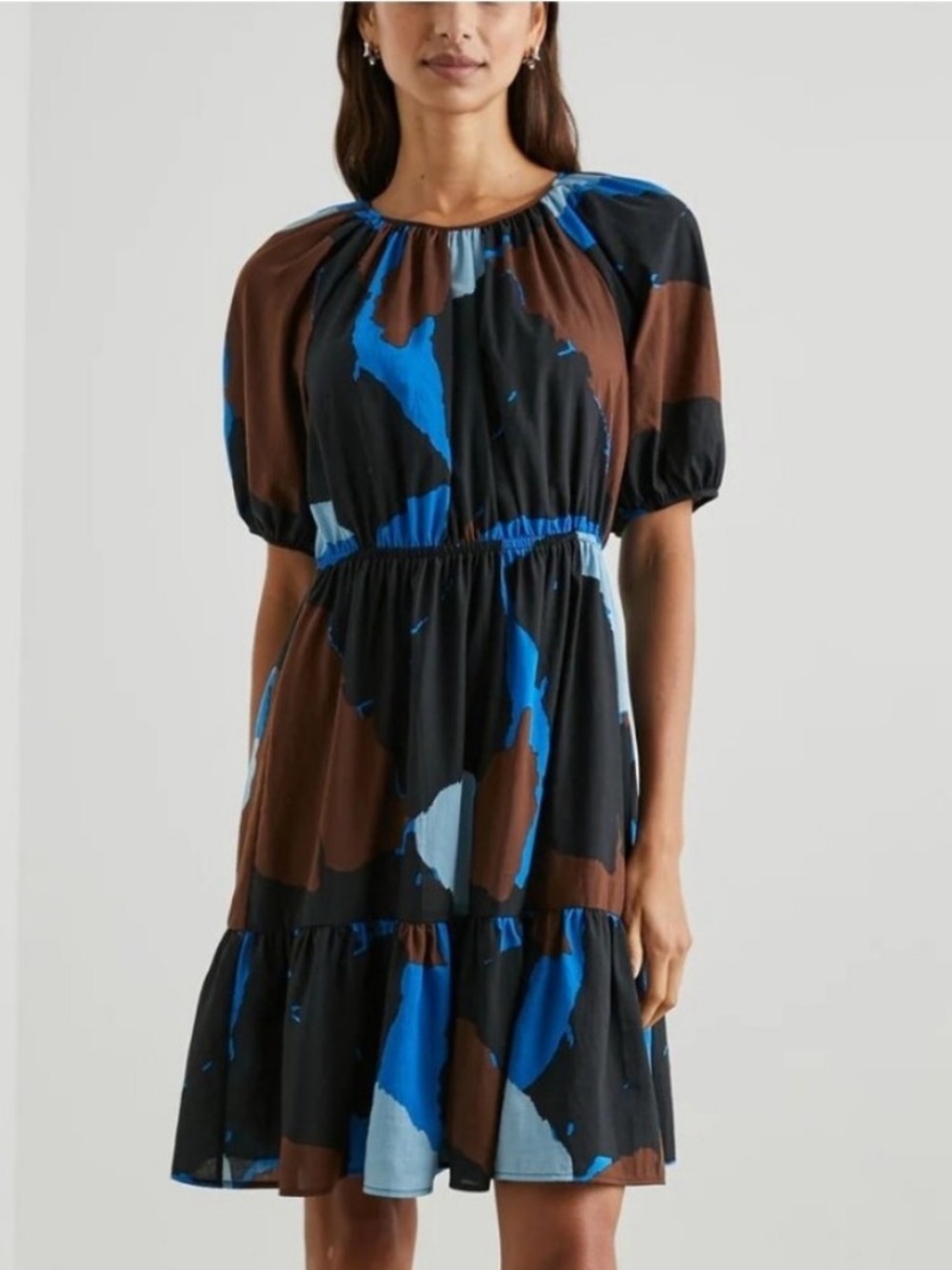 BOGO! Rails Khloe Dress Blue Multi Abstract Print Mini Dress Balloon Sleeve S